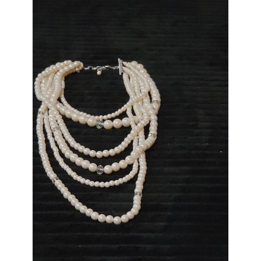 Multi Layered Faux Pearl Statement Necklace Coquette Vibe